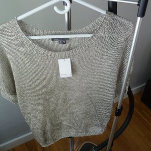 VINCE TRENDY KNIT BOXY OVERSIZED SILVER VEST SIZE S/P NEW WITH TAGS